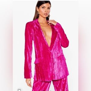 Single Breasted Crushed Velvet Blazer